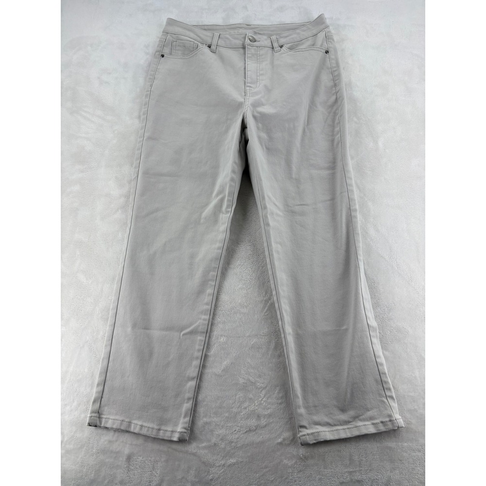 Blair Straight Leg Pants Womens 14PS Petite Gray Stretch Cotton Blend B392